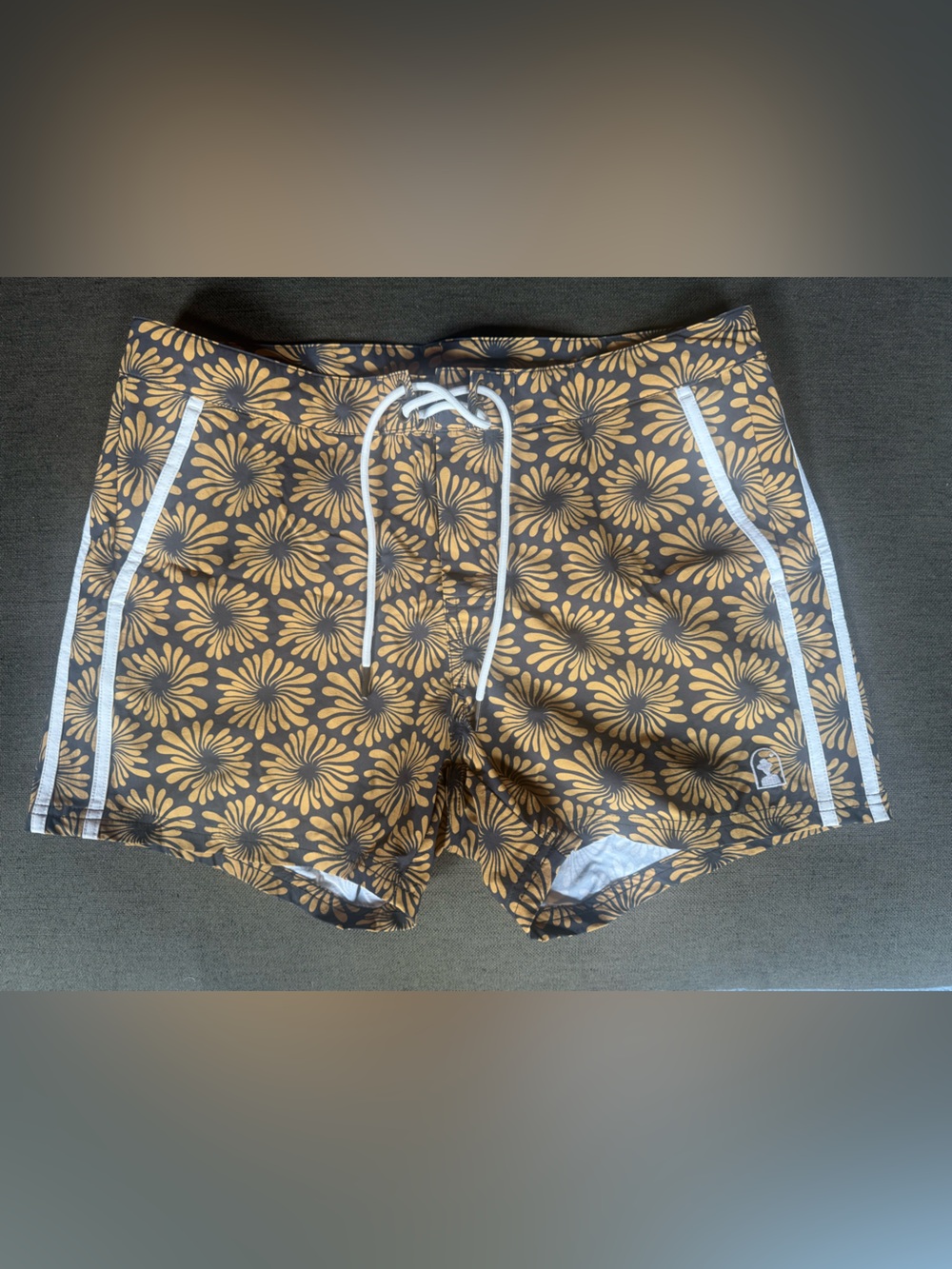 Men's "Dandy Del Mar" Floral Swim Shorts in Black and gold
